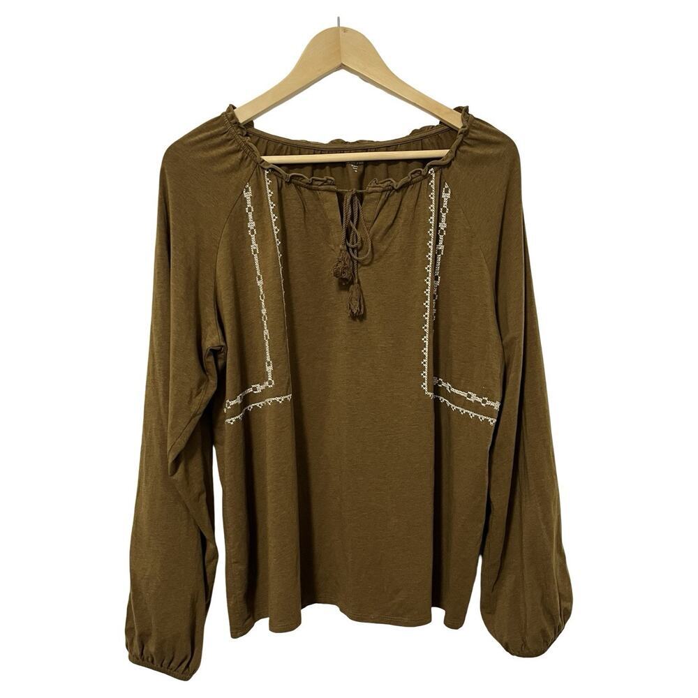 Garnet Hill Embroidered Peasant Tassel Top Size M Prairie Cottage Folklore